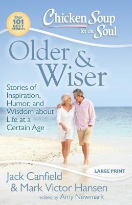 Paperback book titled "Older & Wiser" by Chicken Soup for the Soul featuring a colorful cover with inspiring and humorous stories about aging.