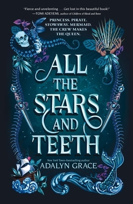 Paperback of "All the Stars and Teeth" by Square Fish, showing the book cover with vibrant ocean-themed artwork.