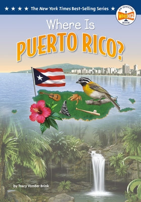 Paperback book titled "Where Is Puerto Rico?" from Penguin Workshop, featuring colorful cover art with a map illustration.