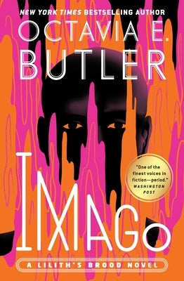 Paperback copy of the novel Imago by Grand Central Publishing, featuring a close-up of the book cover.