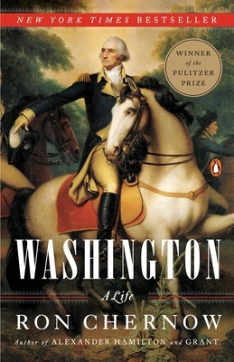 Paperback of Washington: A Life by Penguin Books, featuring the book cover with a portrait illustration of George Washington.
