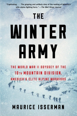 Paperback of The Winter Army book by Mariner Books, showing the cover with historical imagery of WWII alpine soldiers.