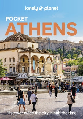 Paperback Lonely Planet Pocket Athens travel guide with colorful city map and scenic landmarks on the cover.