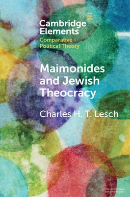 Paperback book titled "Maimonides and Jewish Theocracy" by Cambridge University Press, featuring a cover with historical and religious imagery.