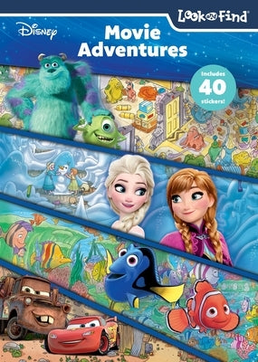 Pi Kids Disney Movie Adventures Look and Find paperback book with colorful Disney characters on the cover.