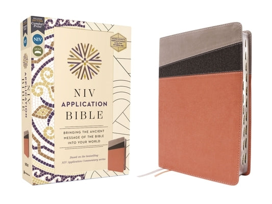 NIV Application Bible, Leathersoft, Coral/Gray, Red Letter, Thumb Indexed, Comfort Print: Bringing the Ancient Message of the Bible Into Your World Bible Zondervan