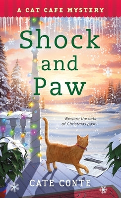Cover image of "Shock and Paw: A Cat Cafe Mystery" mass market paperbound novel by St. Martin's Press featuring a cat-themed mystery design.