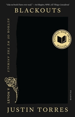 Paperback book titled "Blackouts" by Picador USA with a dark cover design and title text visible on the front.