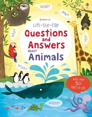 Usborne Books lift-the-flap animal questions and answers board book with colorful pages and interactive flaps for children.
