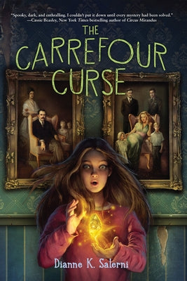 Paperback copy of The Carrefour Curse by Holiday House, featuring the book cover with title and illustrations.