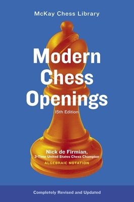 Paperback of Modern Chess Openings MC0-15 by Random House Puzzles & Games, featuring a chessboard and opening diagrams.