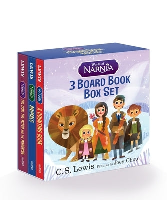 Hardcover set of three Narnia board books from HarperFestival featuring The Lion, the Witch, and the Wardrobe, animals, and counting.