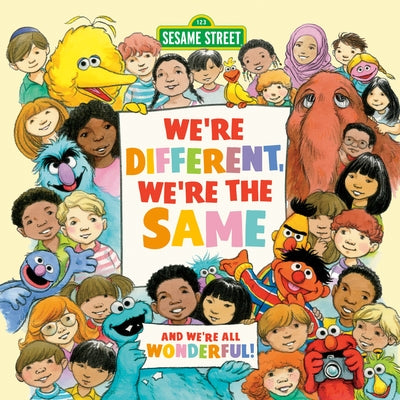 Colorful Sesame Street "We're Different, We're the Same" board book with vibrant illustrations for young readers.
