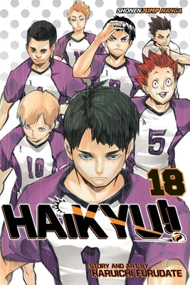 Paperback of Haikyu!! Vol. 18 manga by Viz Media, featuring colorful cover art with characters from the volleyball series.