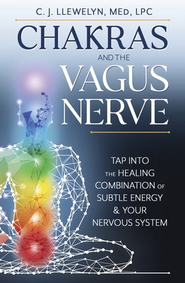 Paperback book titled "Chakras and the Vagus Nerve" showing colorful chakra illustrations and nervous system diagrams.