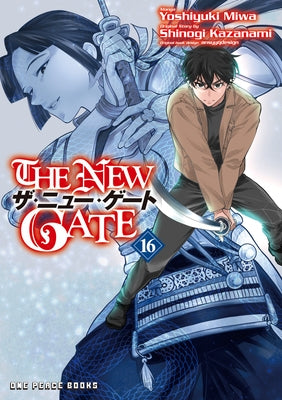 Paperback copy of The New Gate Volume 16 manga by One Peace Books, featuring colorful cover art with characters from the series.