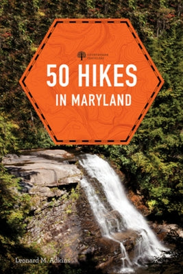 Paperback book titled "50 Hikes in Maryland" by Countryman Press, featuring a cover with scenic Maryland hiking trails.