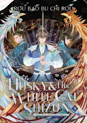 Paperback novel "The Husky and His White Cat Shizun" Vol. 9 by Seven Seas, featuring colorful cover art with characters and title.