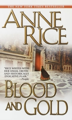 Mass market paperbound of Blood and Gold book by Ballantine Books, featuring a cover with gold accents and dark imagery.