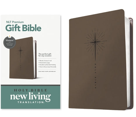 Leatherlike star cross taupe premium gift Bible in red letter NLT, filament enabled by Tyndale House Publishers