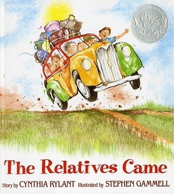 Paperback of "The Relatives Came" by Atheneum Books for Young Readers, showing the book cover with colorful illustrations.