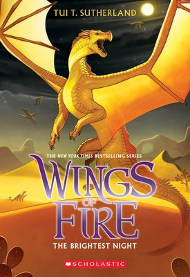 Paperback of The Brightest Night from Wings of Fire #5 series by Scholastic Paperbacks, showing the book cover with fiery dragon artwork.