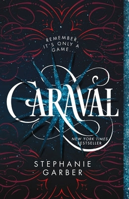 Paperback of "Caraval" by Flatiron Books, featuring colorful cover art with mysterious, fantasy-themed illustrations.