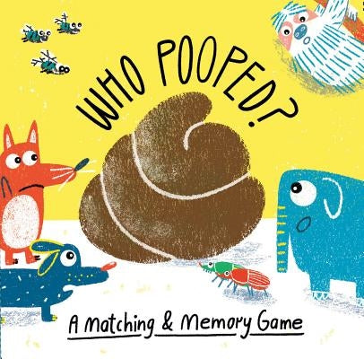 Children playing Laurence King Who Pooped? matching and memory game featuring colorful illustrated animal cards.