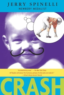 Paperback copy of "Crash" novel by Yearling Books, featuring the book cover with colorful artwork and title text.