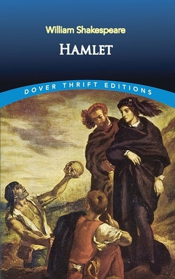 Paperback copy of Shakespeare's Hamlet by Dover Publications, showing the book cover with classic design and title.