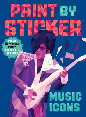 Paint by Sticker Music Icons paperback book featuring classic photographs of music legends with sticker artwork.