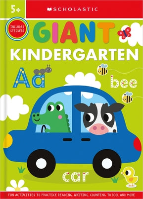 Open giant paperback kindergarten workbook by Cartwheel Books with colorful early learning activities for young children.