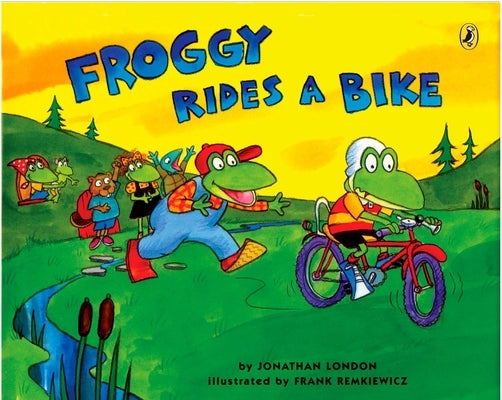 Paperback book titled "Froggy Rides a Bike" by Puffin Books, featuring an illustrated cover with Froggy riding a bike.