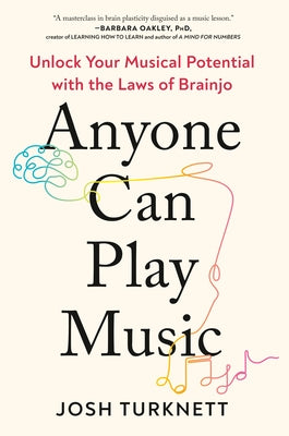 Paperback book titled "Anyone Can Play Music" by Penguin Publishing Group, featuring a cover with musical notes and a colorful design.