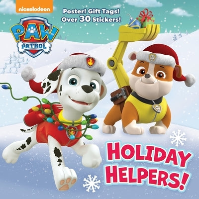 Paperback holiday book for kids featuring Paw Patrol characters, with colorful illustrations and over 30 stickers.