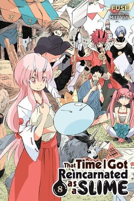 Paperback of That Time I Got Reincarnated as a Slime, Vol. 8 light novel by Yen on showing the book cover with colorful artwork.