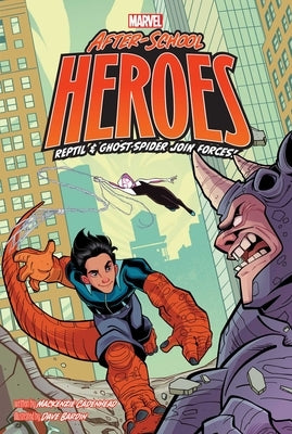 Paperback of Reptil and Ghost-Spider comic book by Simon Spotlight featuring colorful superhero characters on the cover.