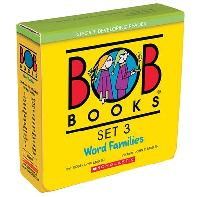 Scholastic Bob Books Word Families Box Set for ages 4 and up, kindergarten and first grade, developing reader phonics program