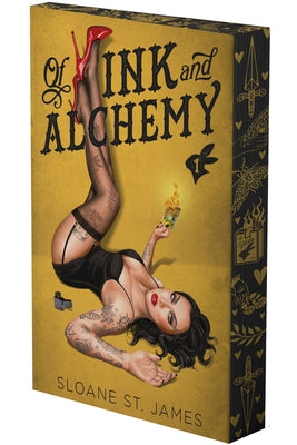 Paperback of "Of Ink and Alchemy: A Dark Romance" by Podium Publishing, showing the book cover with dark, mystical artwork.