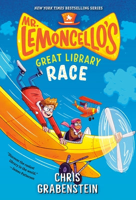 Paperback of Mr. Lemoncello's Great Library Race by Yearling Books, showing the colorful book cover with playful illustrations.