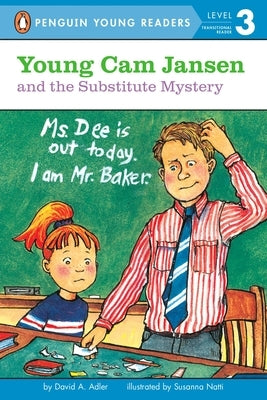 Paperback copy of Young Cam Jansen and the Substitute Mystery by Penguin Young Readers Group, showing the book cover and title.