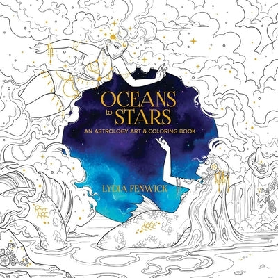 Paperback astrology art and coloring book titled Oceans to Stars by Dover Publications, featuring celestial illustrations and designs.