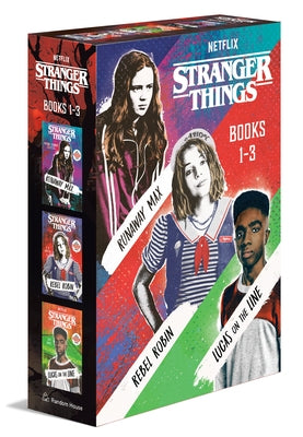Stranger Things boxed set of three paperback books featuring Runaway Max, Rebel Robin, and Lucas on the Line, from Random House.