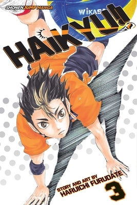 Paperback of Haikyu!! Vol. 3 manga by Viz Media featuring colorful cover art with volleyball players in action.
