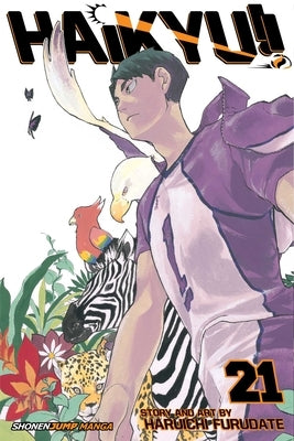 Paperback of Haikyu!!, Vol. 21 manga by Viz Media featuring colorful cover art with characters from the volleyball series.