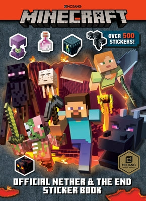 Minecraft Official the Nether and the End Sticker Book paperback with colorful Minecraft-themed stickers and illustrations.