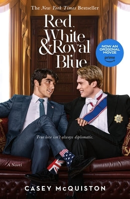 Red, white, and blue paperback novel "Red, White & Royal Blue" by St. Martin's Griffin, showing the book cover with colorful design.