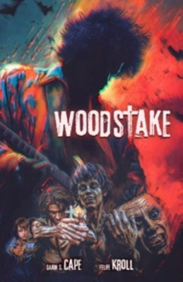 Paperback of Woodstake: Three Days of Peace, Music and Blood Volume 1 comic by Shp Comics, featuring cover art with dark, artistic imagery.