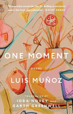 Paperback of "One Moment: Poems" by Washington Square Press featuring the book cover with poetic artwork.