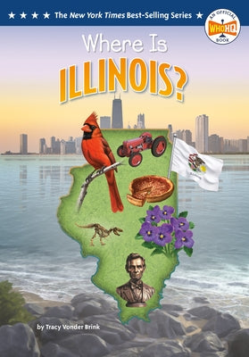 Paperback book titled "Where Is Illinois?" by Penguin Workshop featuring colorful cover art with Illinois state imagery.